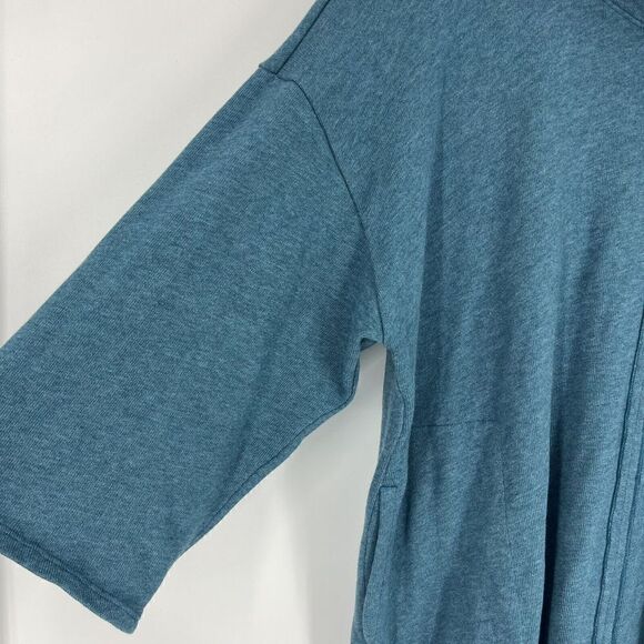 Pure J Jill Sweater Size Medium Blue Pointed Hem Turtleneck Pocket Tunic Top - Picture 3 of 6